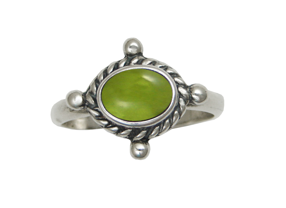 Sterling Silver Gemstone Ring With Peridot Size 8